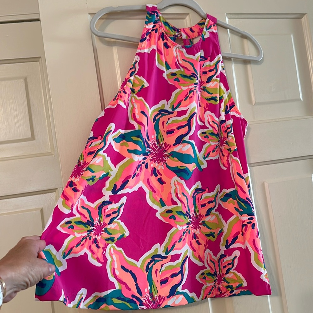 Southern Frock trapeze top. Size L in pink floral